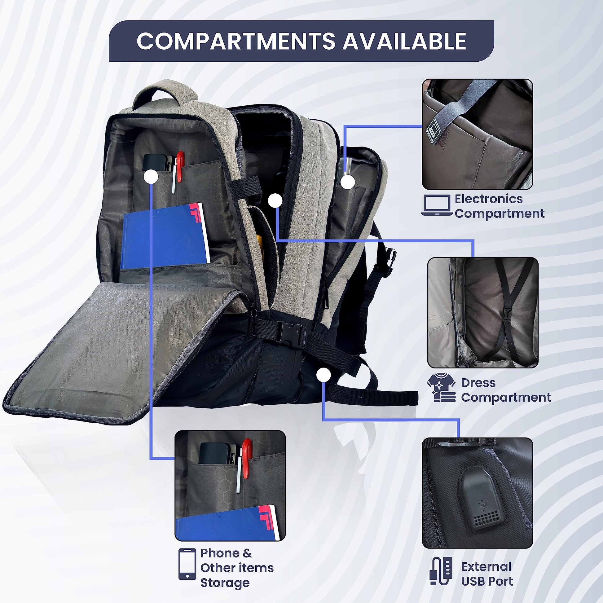 HOEXL 42L Expandable Laptop Backpack- Premium Laptop Backpacks for Men,- image 6