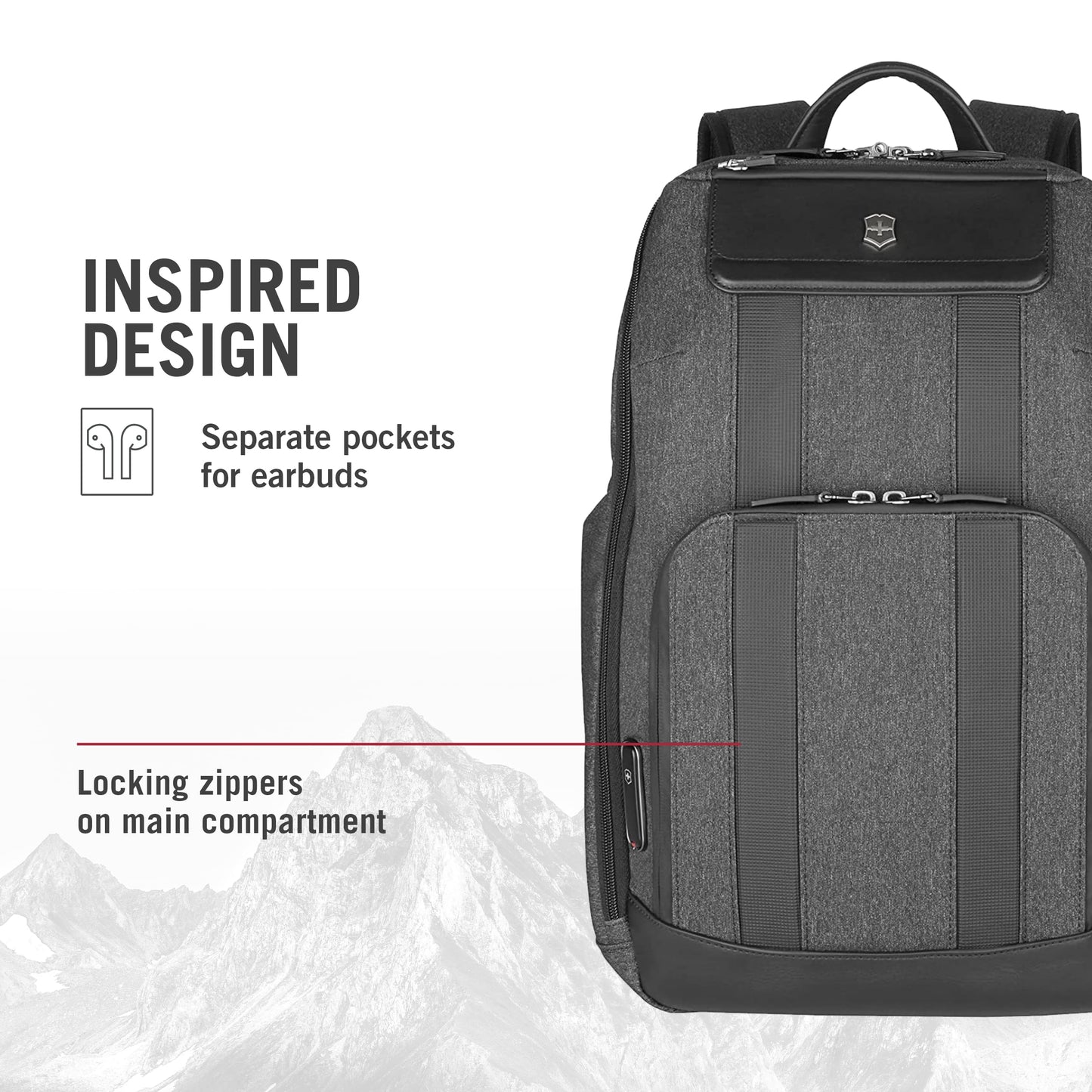 Victorinox Architecture Urban 2.0, Deluxe Backpack, 15" Laptop and Tablet Compartment, Melange Grey (611954), M