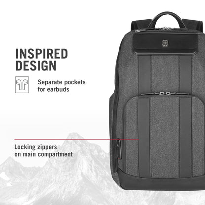 Victorinox Architecture Urban 2.0, Deluxe Backpack, 15" Laptop and Tablet Compartment, Melange Grey (611954), M