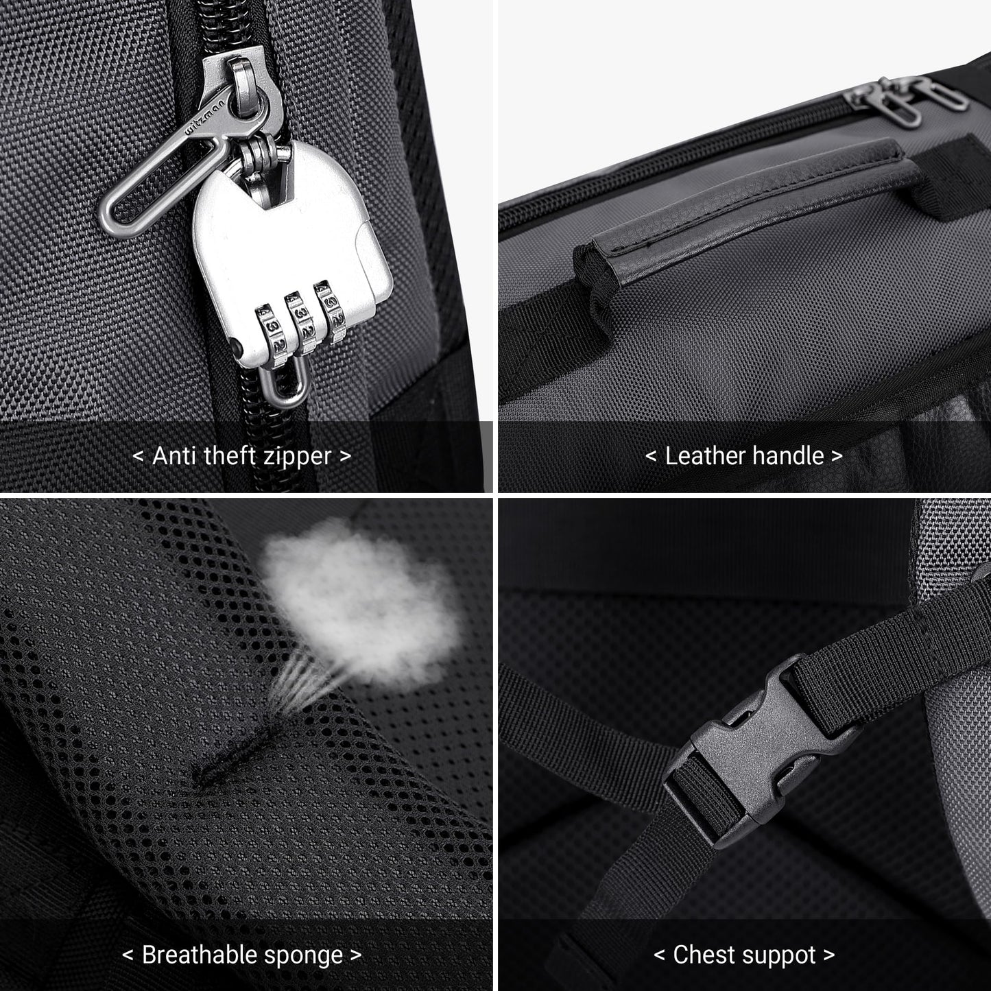 WITZMAN Travel Backpack for Men Laptop Backpack with USB Charging Port- image 2