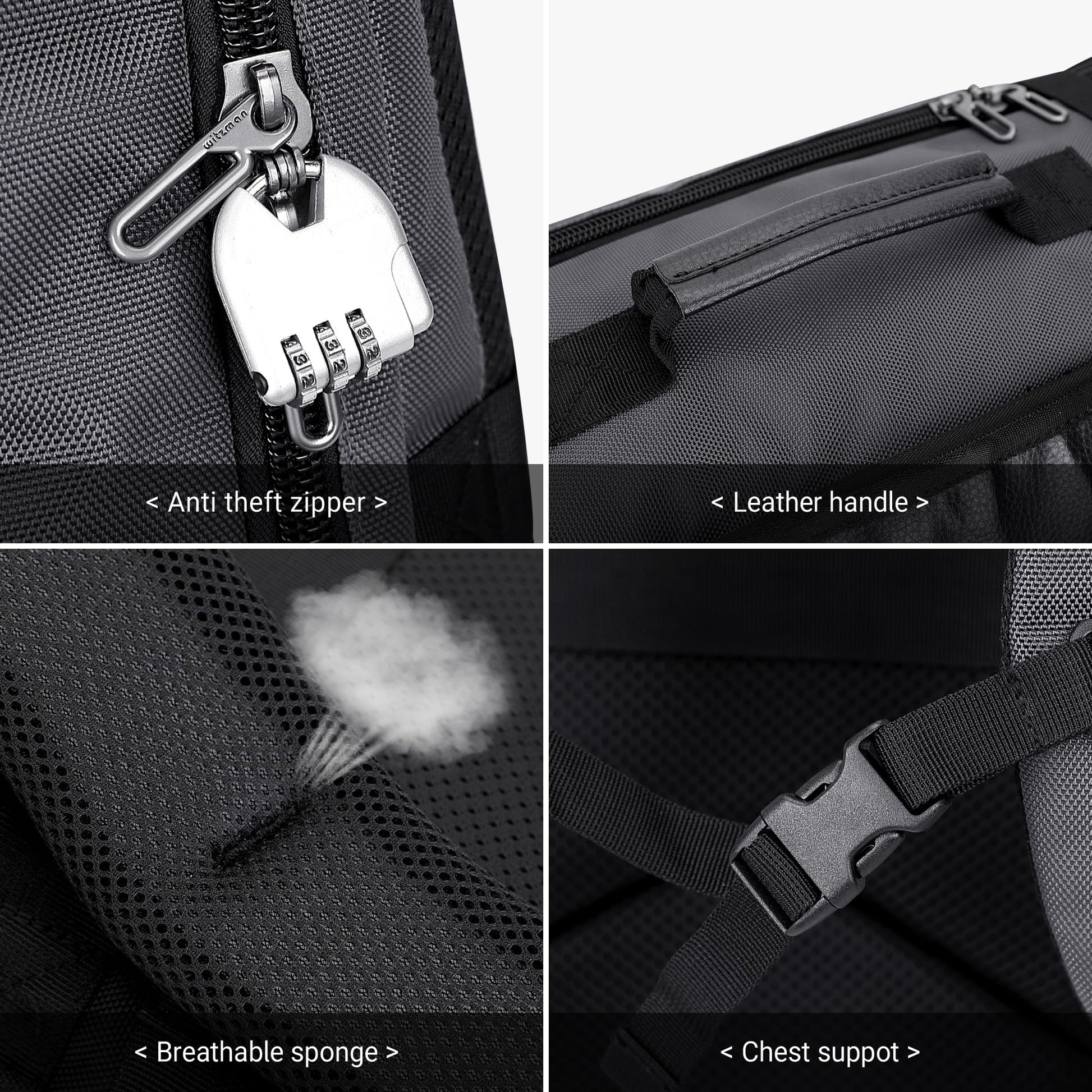 WITZMAN Travel Backpack for Men Laptop Backpack with USB Charging Port- image 2