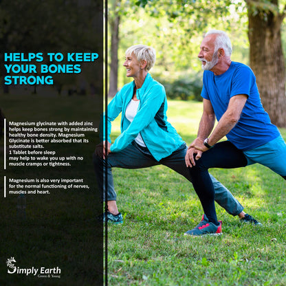 Simply Earth Magnesium Complex supplements - 120 Veg Tablets with Magnesium Glycinate; Citrate; Oxide & added Zinc - Promotes Healthy Bones; Supports Nerve & Muscle Function