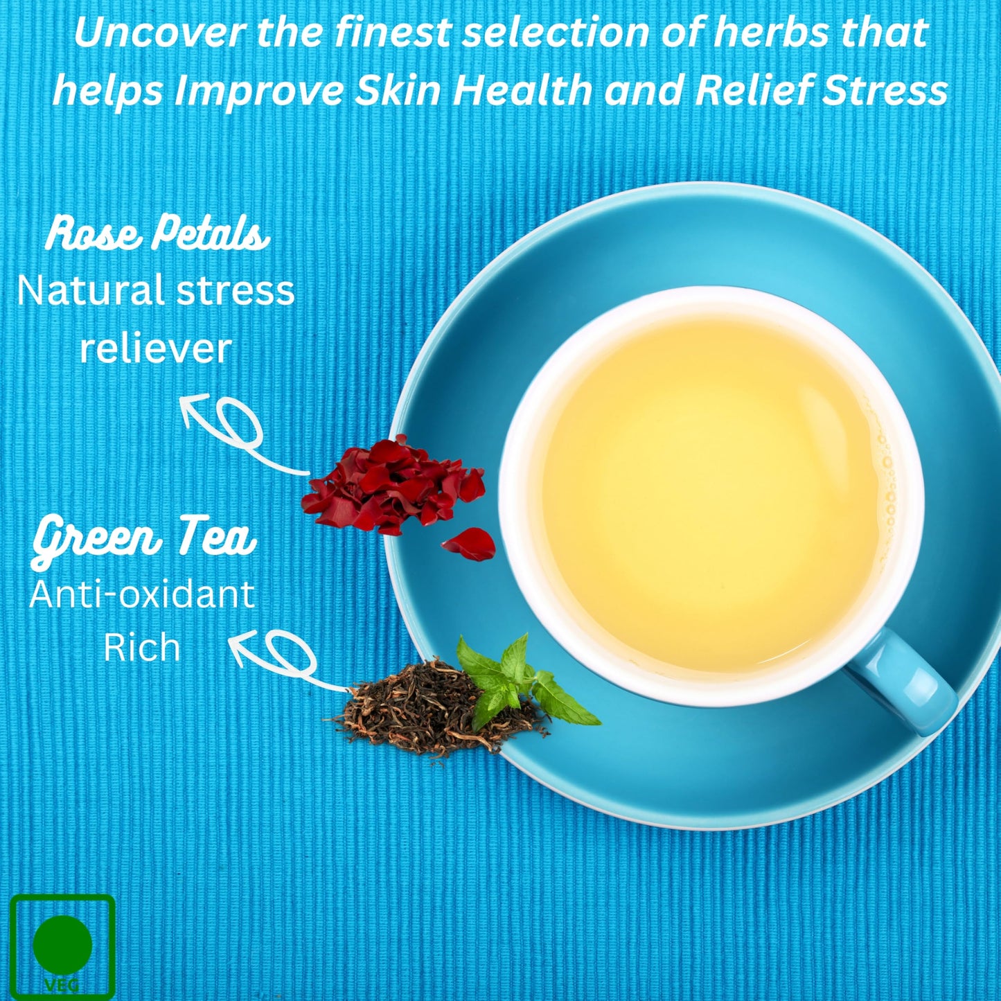 Tattva Adih Rose Green Tea - 100 grams 60+ Cups | For Glowing Skin | 100% Whole Leaf & Natural Rose Petals | Ziplock Pouch | Made with Whole Leaf & Natural Rose's Petals | Refreshing & Aromatic
