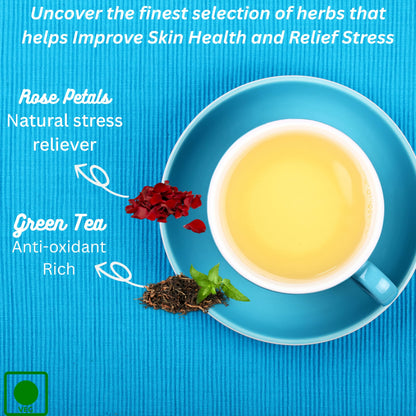 Tattva Adih Rose Green Tea - 100 grams 60+ Cups | For Glowing Skin | 100% Whole Leaf & Natural Rose Petals | Ziplock Pouch | Made with Whole Leaf & Natural Rose's Petals | Refreshing & Aromatic