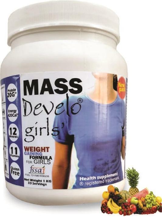 Develo weight & mass gainer protein for women & girls health gain – 1 kg powder (Mixed Fruit)