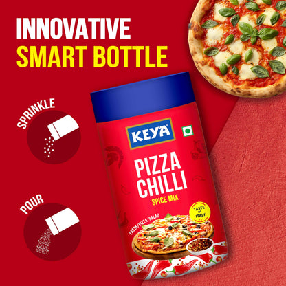 Keya Pizza Chilli Flakes | Seasonings |Multipurpose Seasoning| Zero added Colours, Fillers, Additives & Preservatives | 100% Natural | Perfect for Pizza, Pasta, Chilli Potato, Sweet Corn, Makhana| 60g