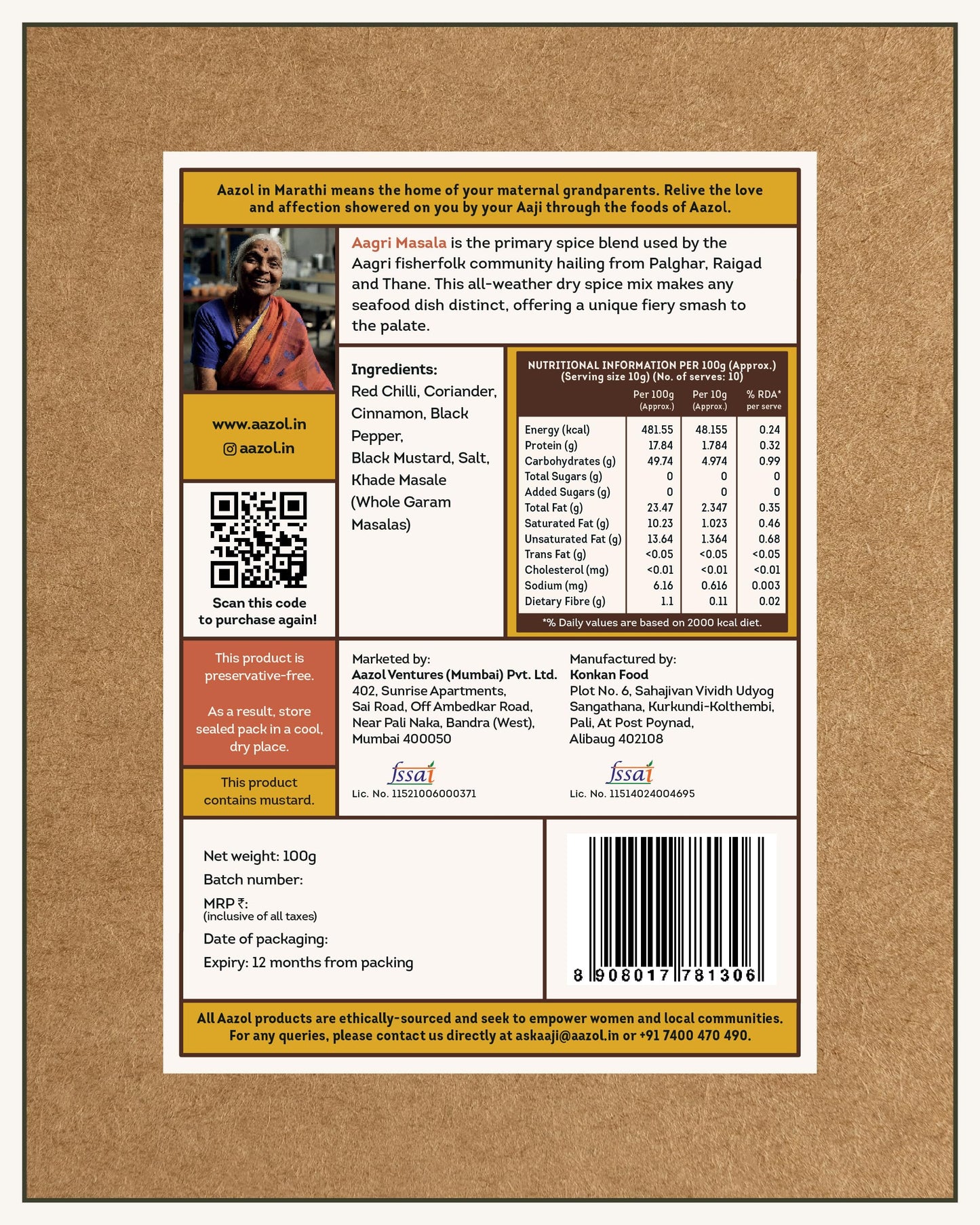 Aazol Fiery Fish Masala: Aagri Masala - 100g | Authentic Masala Powder | NO Adulteration | Hand Pounded | Spicy