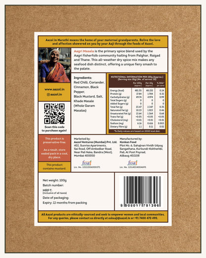 Aazol Fiery Fish Masala: Aagri Masala - 100g | Authentic Masala Powder | NO Adulteration | Hand Pounded | Spicy