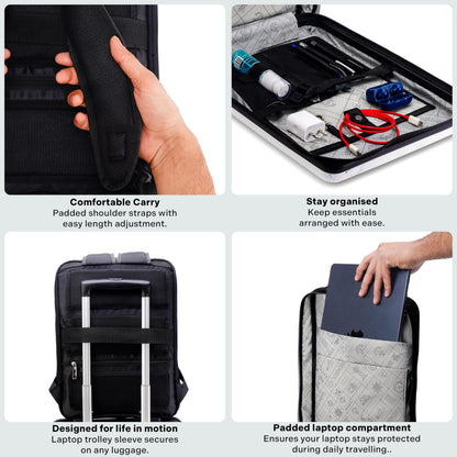 Assembly Edge Hard Shell Laptop Backpack for Men Women 15.6 Inch Rigid Polycarbonate Office Travel Bag with Breathable Back Marble