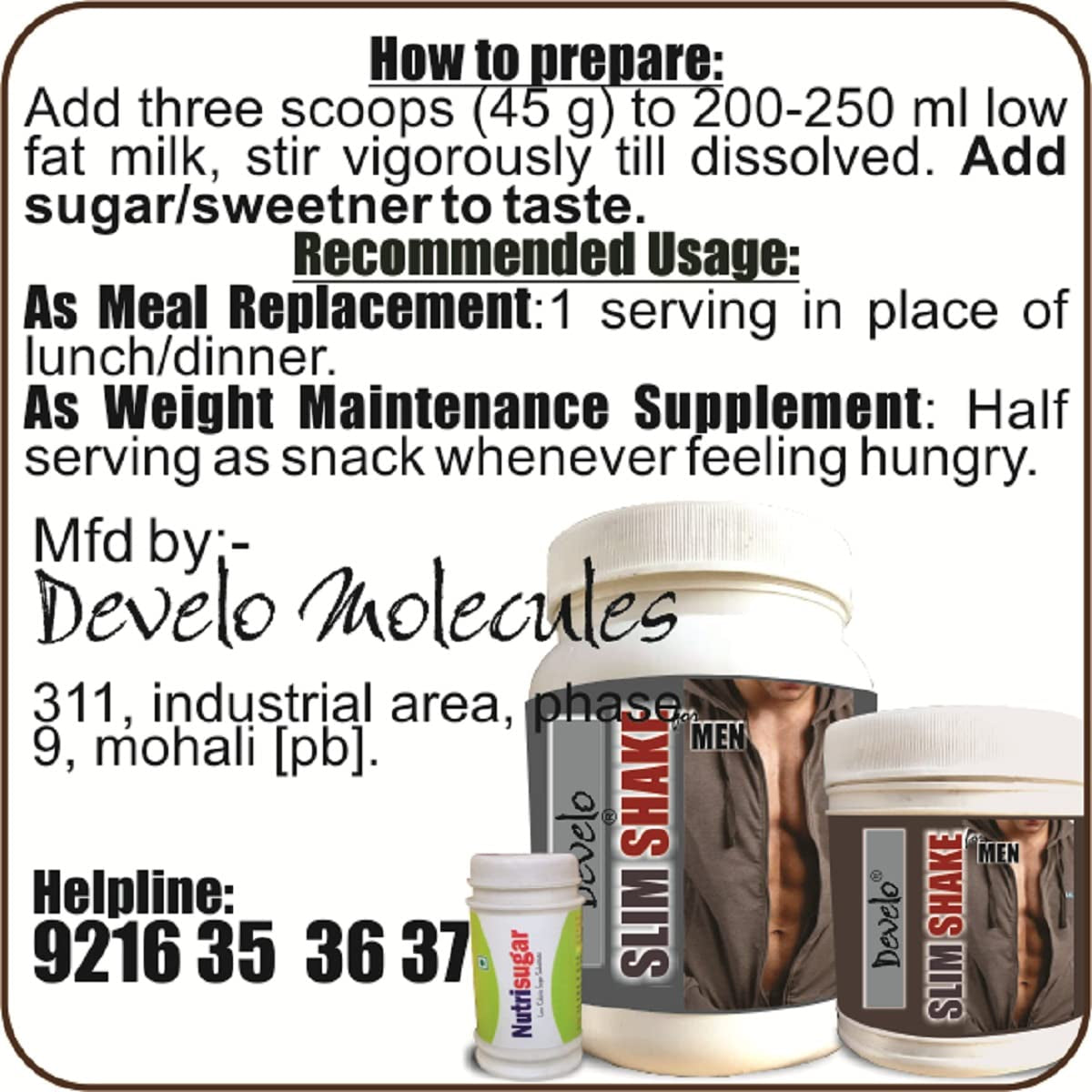 Develo Slimming Protein shake, Belly Fat Burner, Gym Supplement 500gm P- image 3