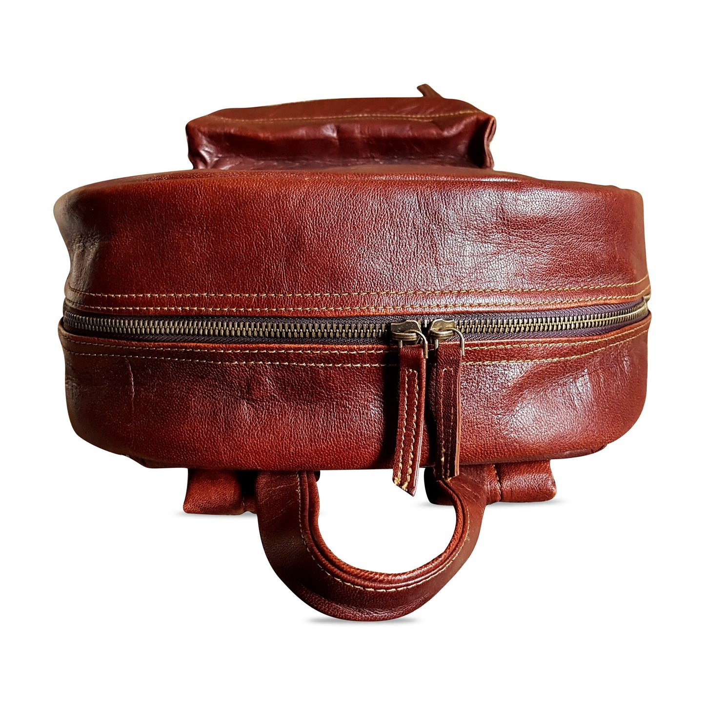 18" Brown Leather Backpack Vintage Rucksack Laptop Bag Water Resistant- image 8