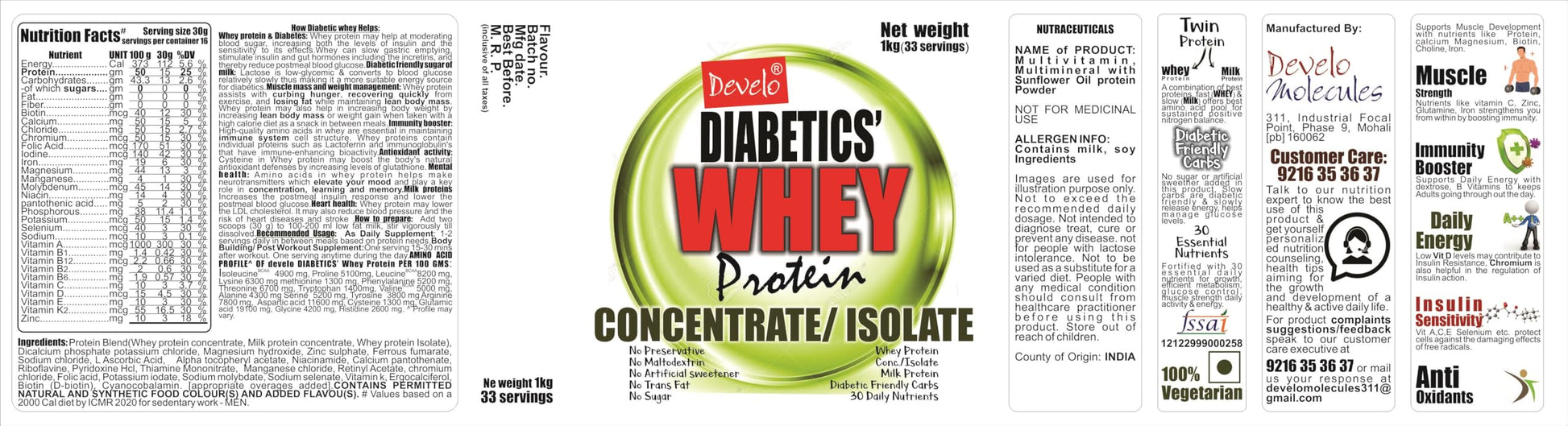 Develo Whey Protein Powder Sugar Free Snack for Diabetes Care - 1kg (Pa- image 3