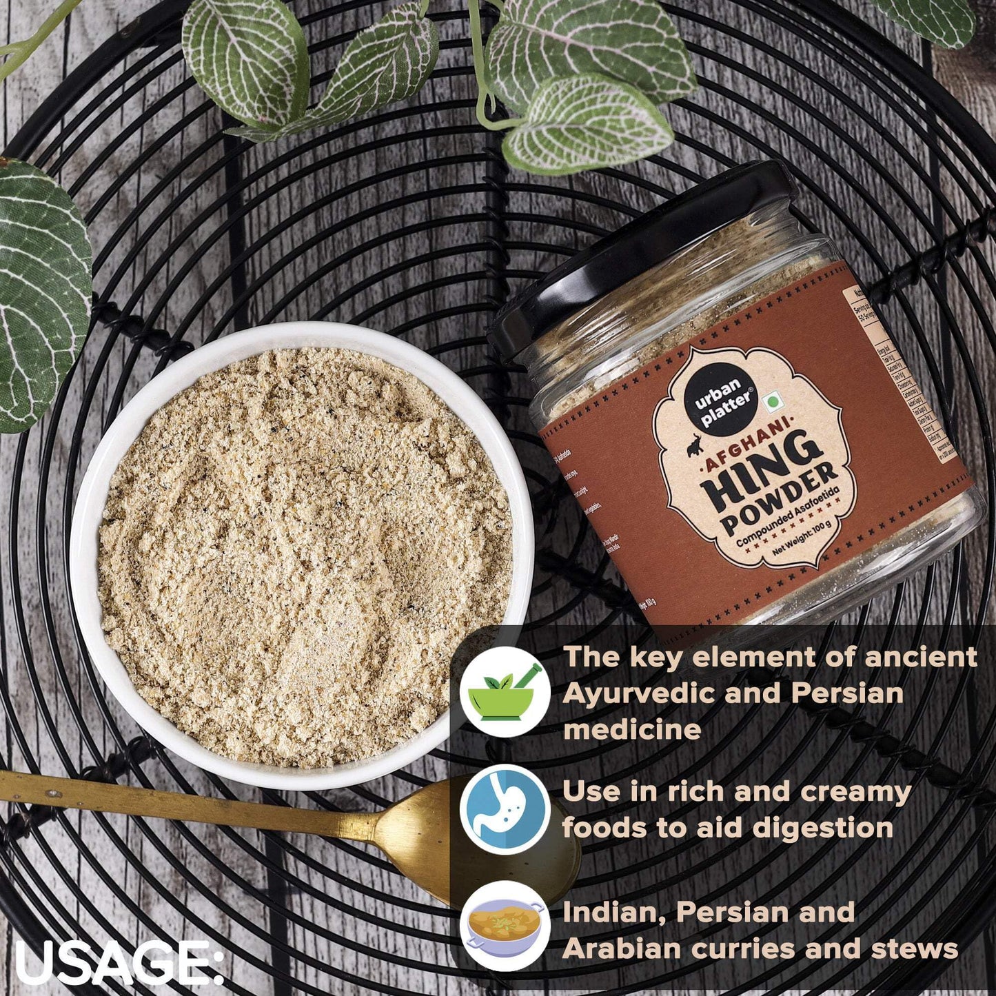 Urban Platter Premium Hing Powder, 100g (Compounded Asafoetida Powder | Tempering Essential | Natural Digestive Aid | Perfect for Daily Cooking)