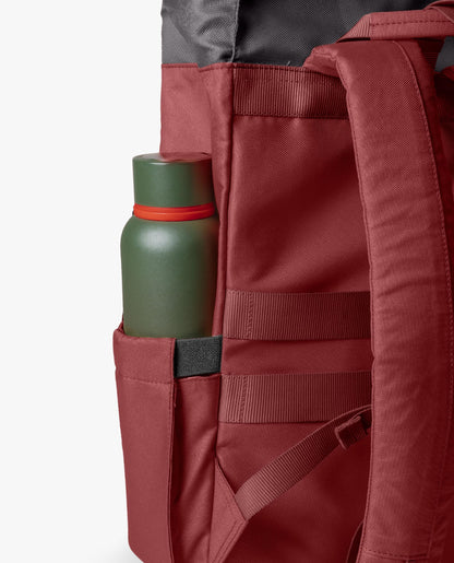 DailyObjects PET Charcoal-Red Clay Miles Roll Top Backpack (17L) for Office & Daily Use| 100% Recycled | Travel Bag | Fit any Laptop Upto 14 Inch | Multifunctional Adjustable Straps & G-Hook closure