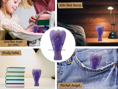 Amethyst Crystal Angel Pocket Figurines Idol - AAA Grade Original Heali- image 4