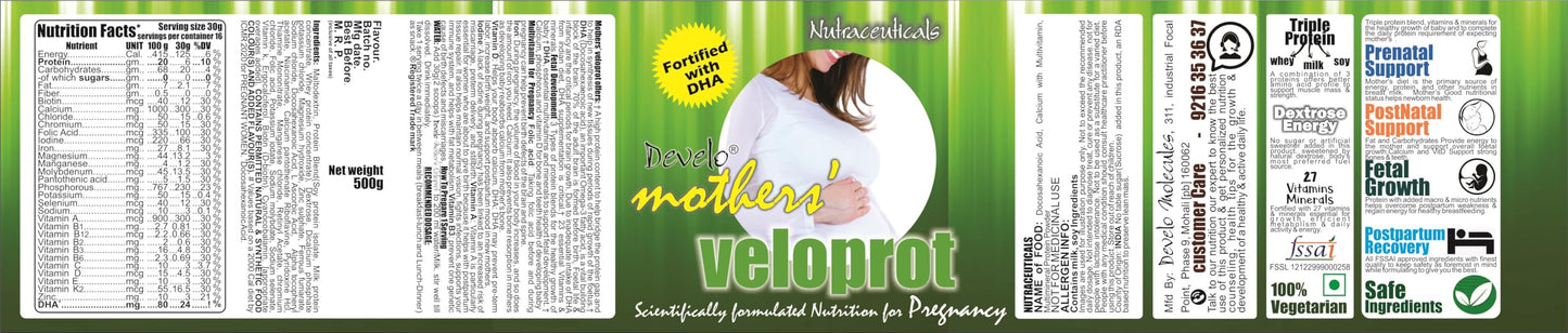 Develo Pregnancy & Lactation Protein Powder, Supplement for Pregnant Women & Lactating/Breastfeeding Mothers -500 g (Chocolate)