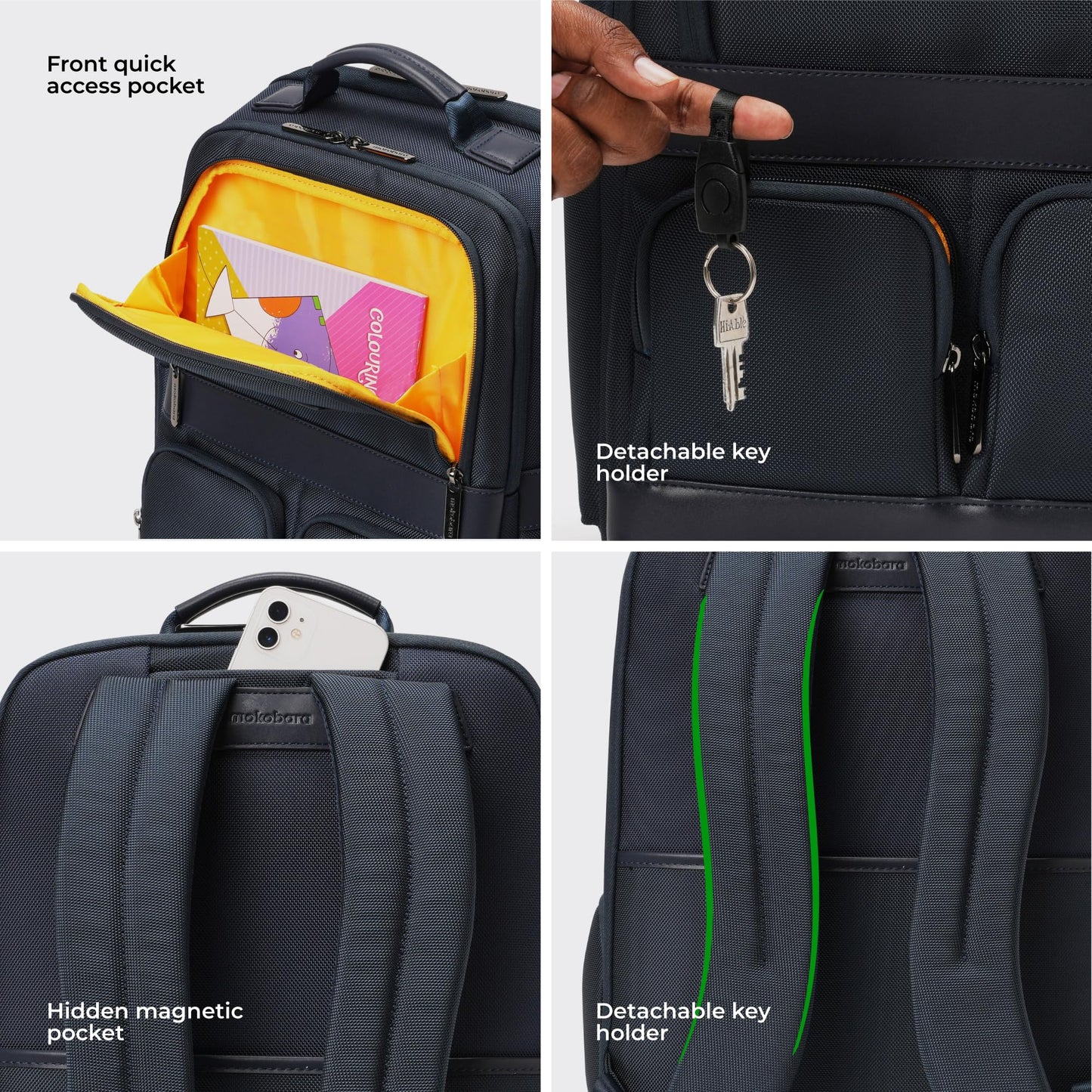 MOKOBARA The Terra Work Backpack 25 Litre Premium Nylon 16" Unisex Laptop Backpack (Headspace), Navy Blue