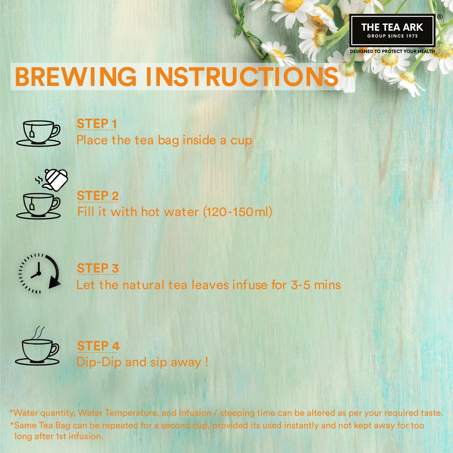 The Tea Ark Chamomile Tea Bags (25 Count) | Herbal Green Tea | Natural Whole Flower Buds of Chamomile | Individually Wrapped Pyramid Tea Bags (25 Tea Bags)