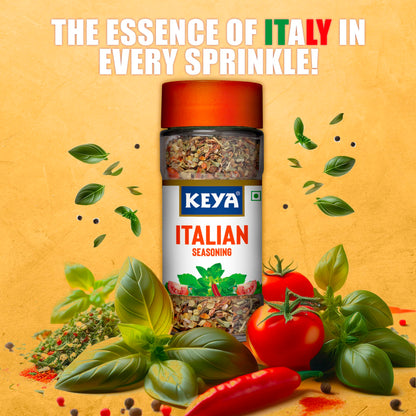 Keya Italian Seasoning, All Natural & Healthy Italian Spice Blend for Pizza, Pasta| Glass Bottle | Premium Herbs and Spices 35gm