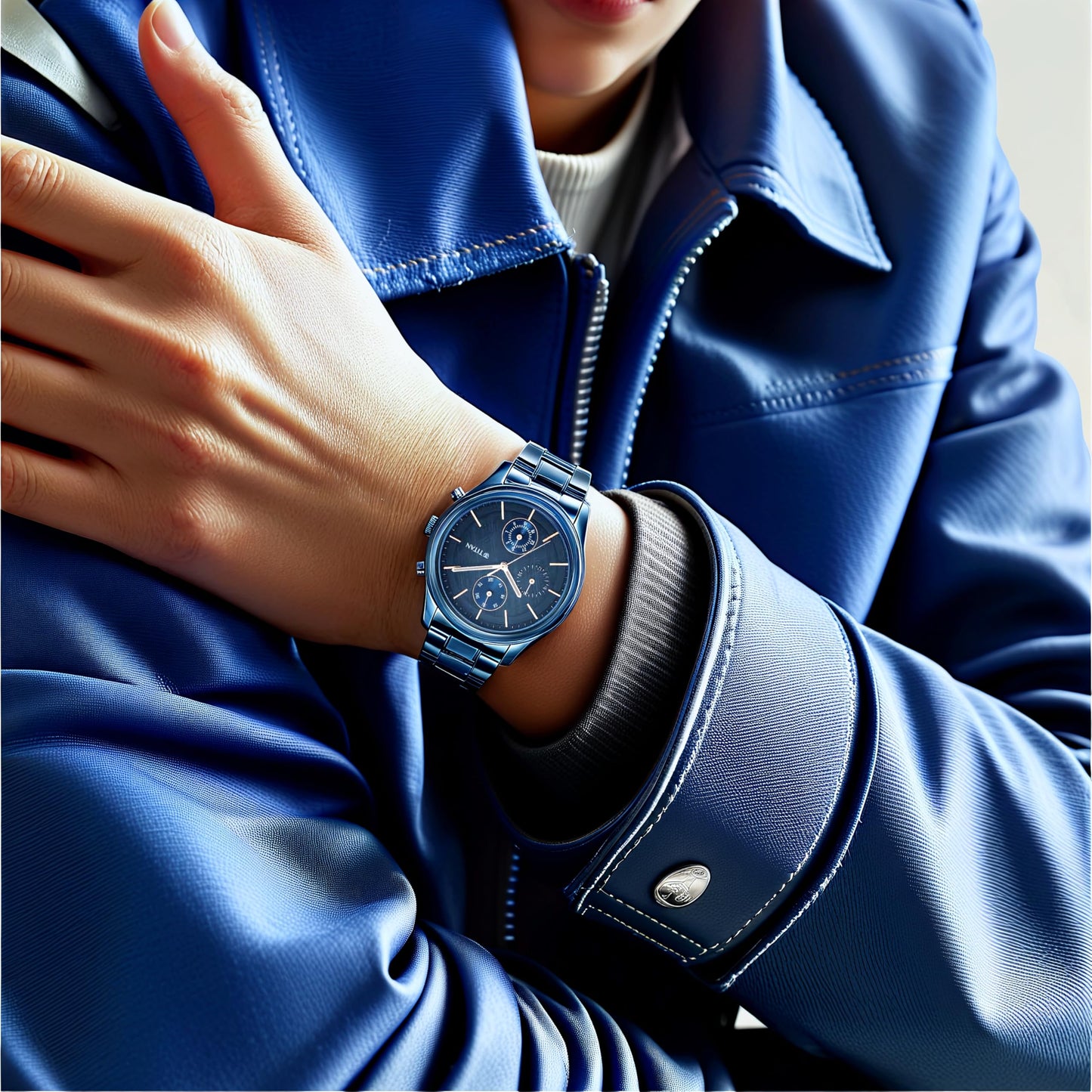 Titan Neo Splash Quartz Multifunction Midnight Blue Dial Metallic Blue- image 5