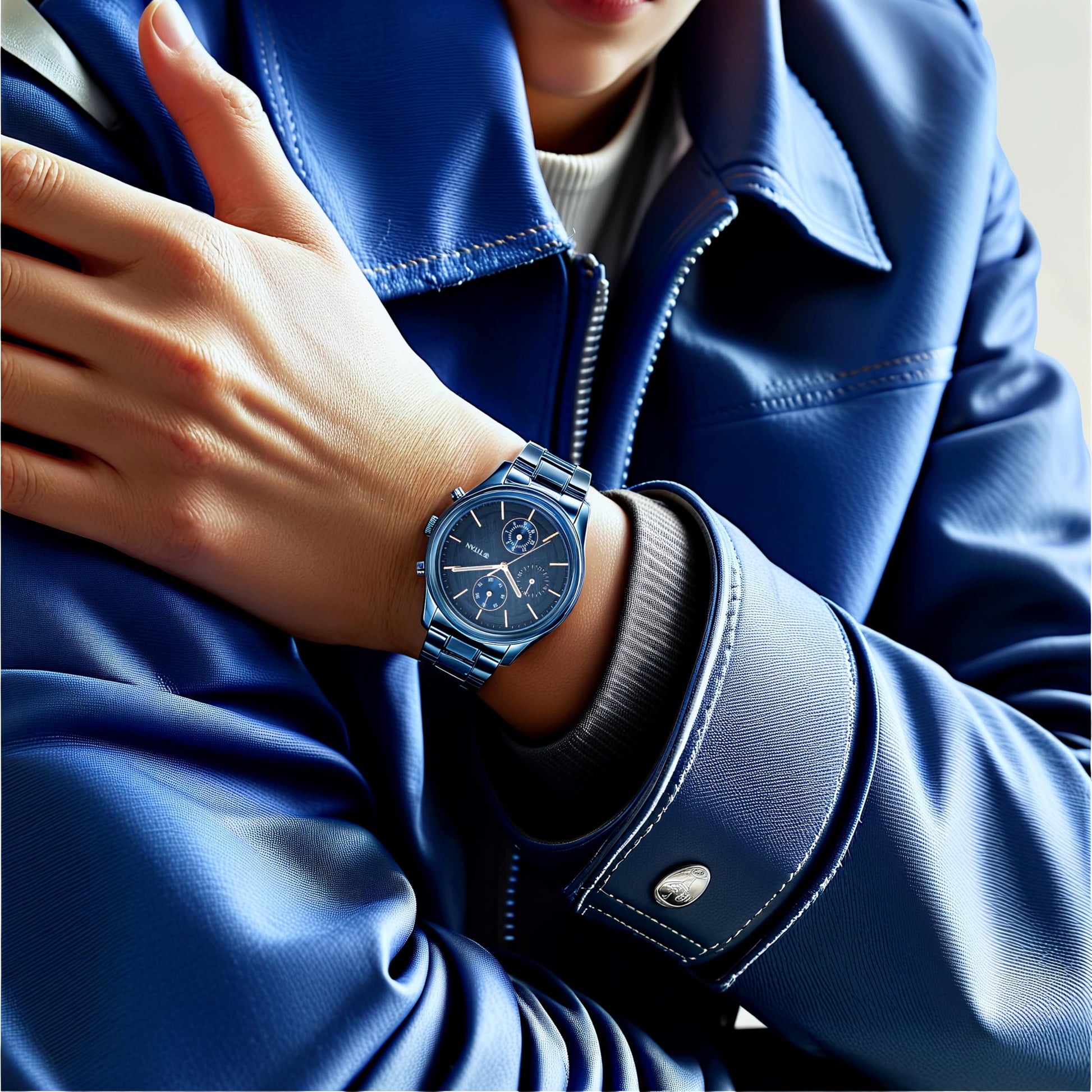 Titan Neo Splash Quartz Multifunction Midnight Blue Dial Metallic Blue- image 5