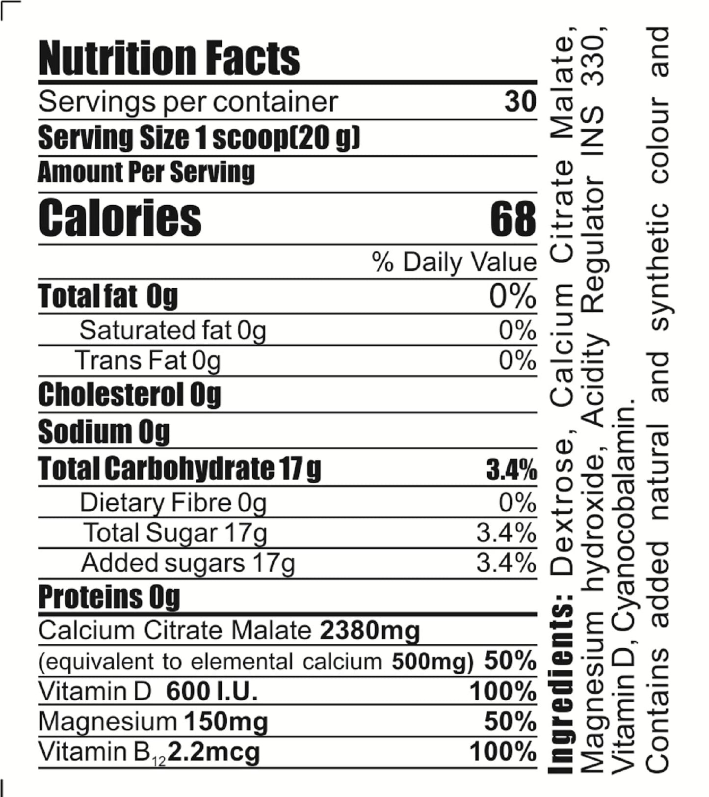 Develo Calcium & Vitamin D (Dry Syrup) for kids & Teenager children for Strong teeth & bones– 600 g Orange