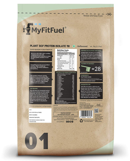 MyFitFuel Plant Soy Protein Isolate 90 | Pure Soy | 1 Kg, 28 Servings (- image 4