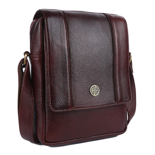 HAMMONDS FLYCATCHER Genuine Leather Sling Bag for Men, Stylish and Spacious Side Bag for Men, Crossbody Bag for Daily Use, Travel, Adjustable Strap, 1 Year Warranty - Brown