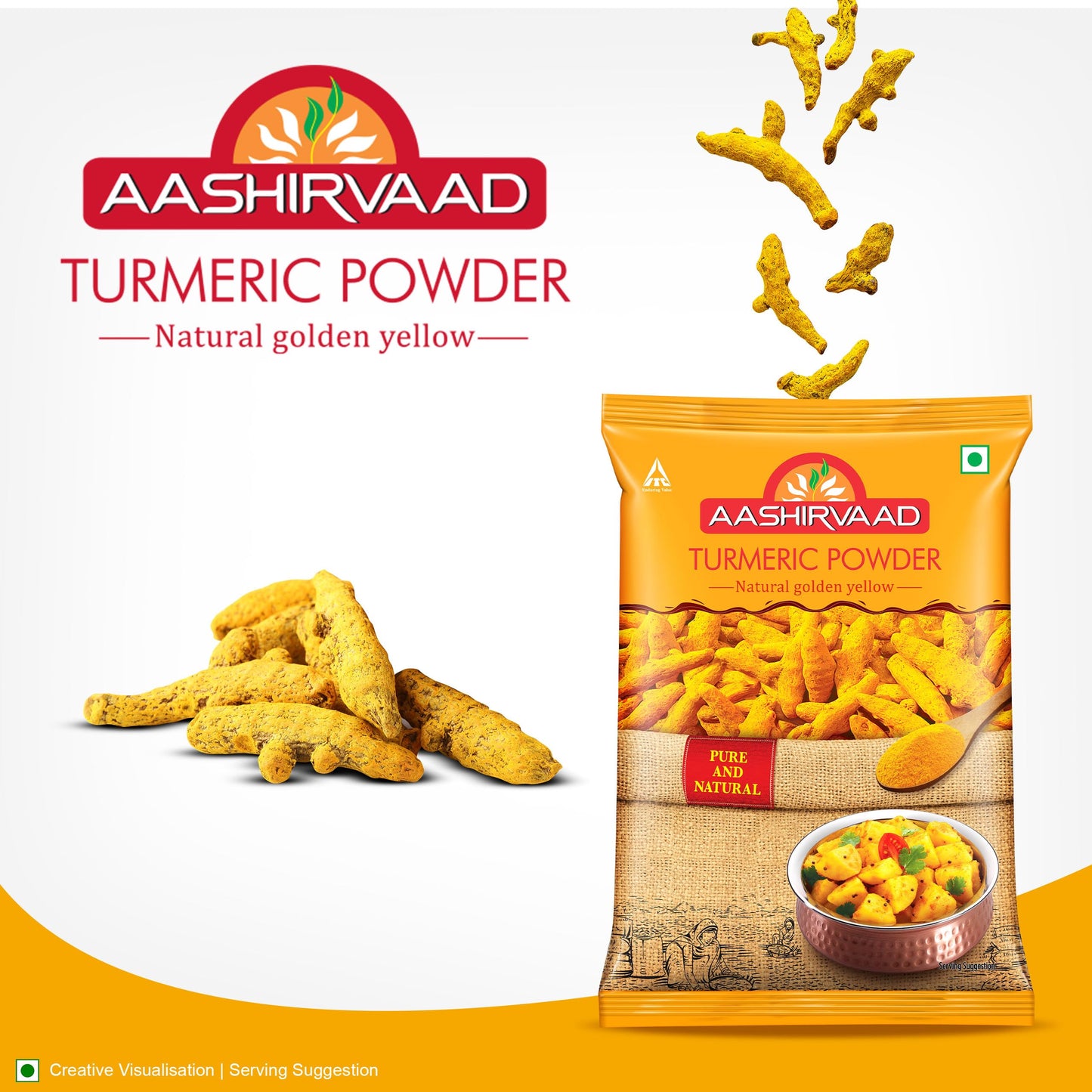 Aashirvaad Turmeric Powder, 100g, Natural Golden Turmeric Powder with No Added Flavours and Colours