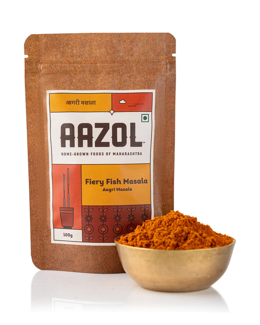 Aazol Fiery Fish Masala: Aagri Masala - 100g | Authentic Masala Powder | NO Adulteration | Hand Pounded | Spicy