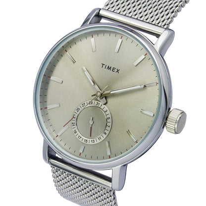 TIMEX Analog Watch for man with Grey Round Dial & Silver Stainless Steel Bracelet Band Water Resistant Men's Wrist Watches - TWEG20000