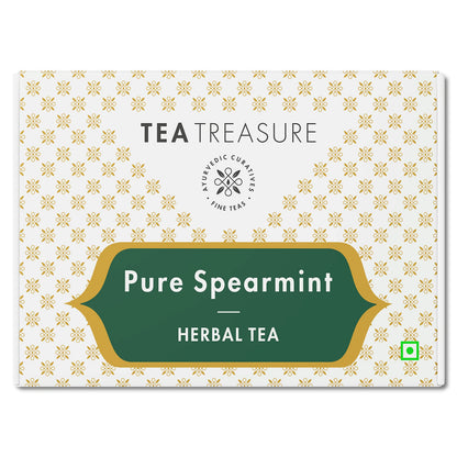 Tea Treasure - Spearmint Herbal Tea - 40 Tea Bags | Caffeine Free Mint Tea helps in Digestion, Hormonal Balance, PCOS, Weight Management & Reduces Facial Hair | 40 TB