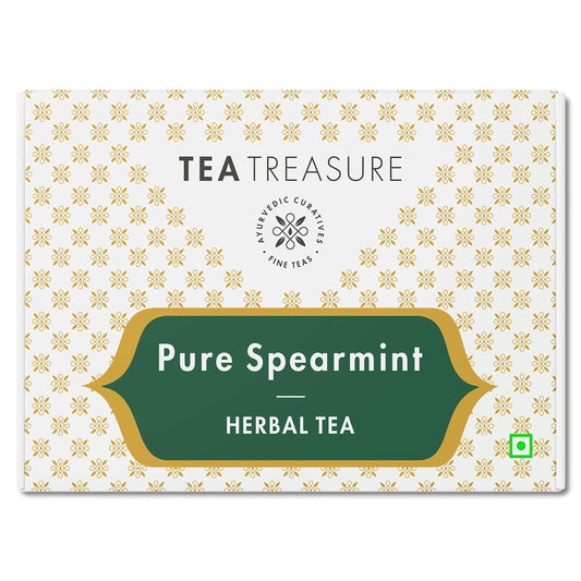 Tea Treasure - Spearmint Herbal Tea - 40 Tea Bags | Caffeine Free Mint Tea helps in Digestion, Hormonal Balance, PCOS, Weight Management & Reduces Facial Hair | 40 TB