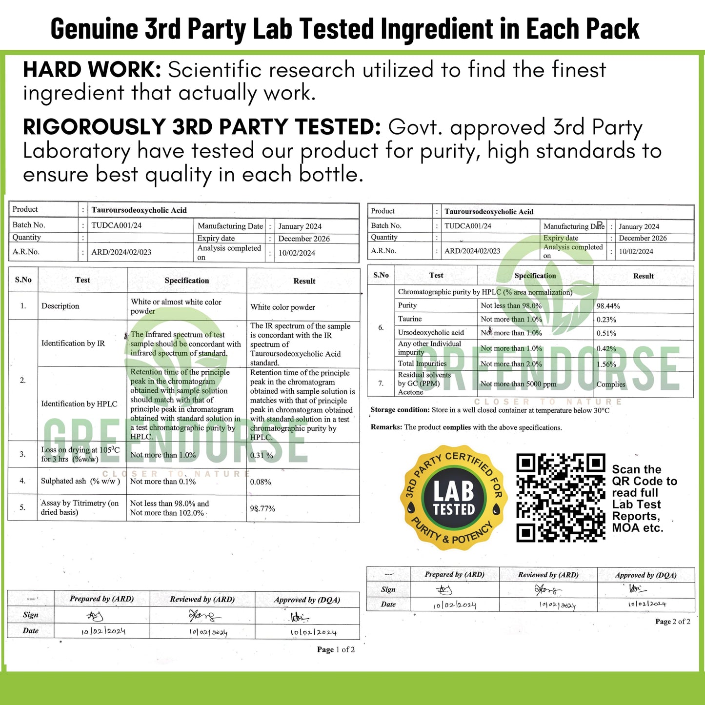 GREENDORSE TUDCA + NAC (N-Acetyl cysteine) supplement 99% purity| Liver, Kidney, Heart, all Organs Support| On/Post Steroid & Supplementation Cycle Support for Bodybuilders, Weightlifters & Athletes- 60 Capsules