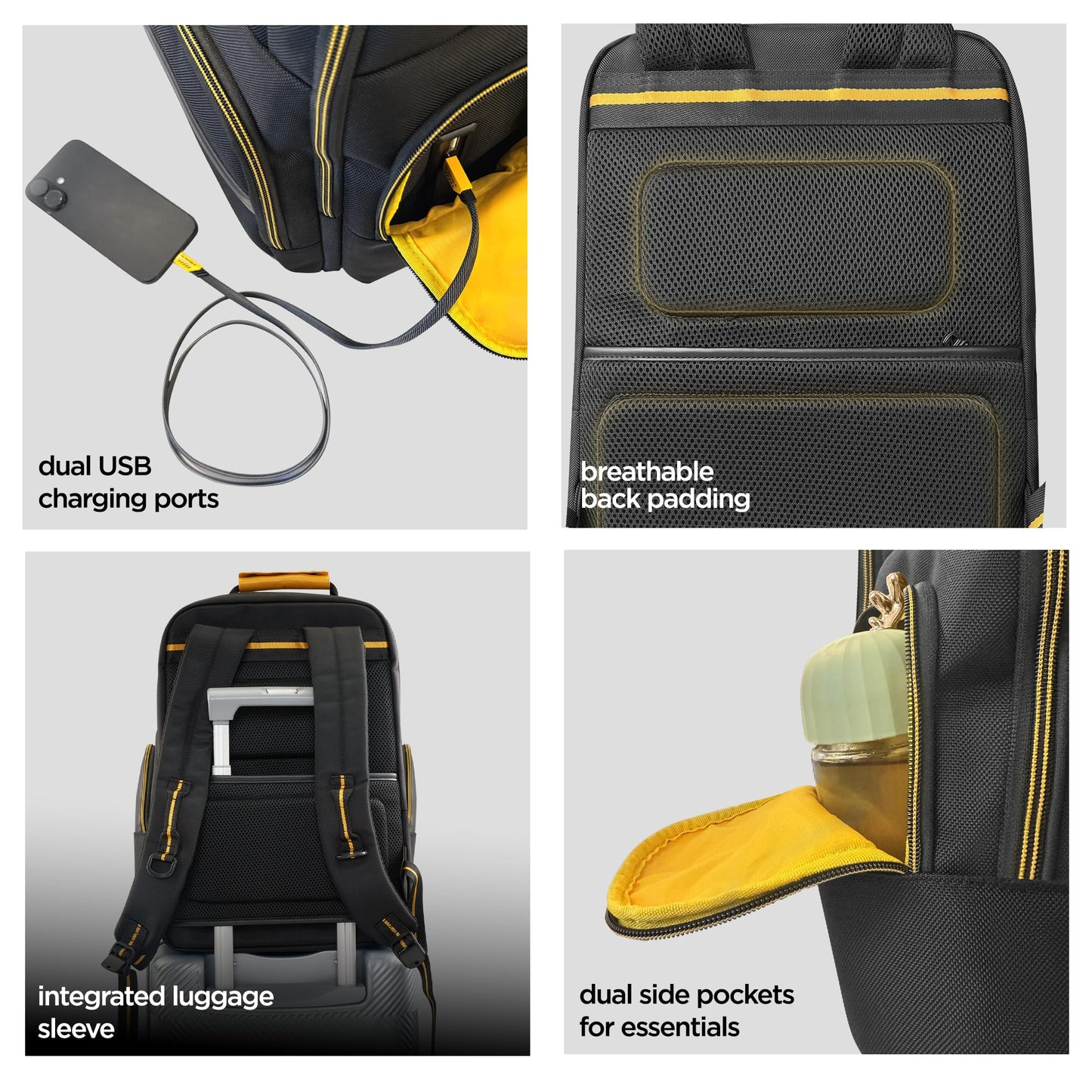 Nu Republic Triphop 18-inch Laptop Backpack | Dual USB-C & USB-A | Vegan Leather & Ballistic Nylon | Water-Resistant | Multi-Pocket College & Office Bag for Men & Women (Black)