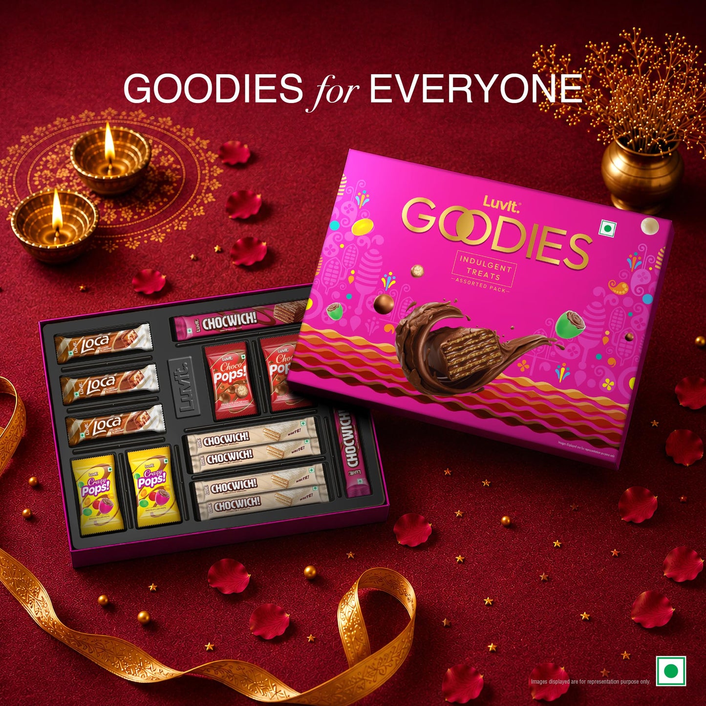 LuvIt. Goodies Chocolates Assorted Gift Pack | Premium Chocolate Gift Box | Perfect for Gifting, Celebrations, Festivals, Birthdays, and Special Occasions | Pack of 5-163.70g Each