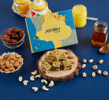 jenish Sugar free sweet dryfruit punch with Natural Dates, Honey, Almonds, Cashews & Pistachios in Gir Cow Ghee(500 gram)