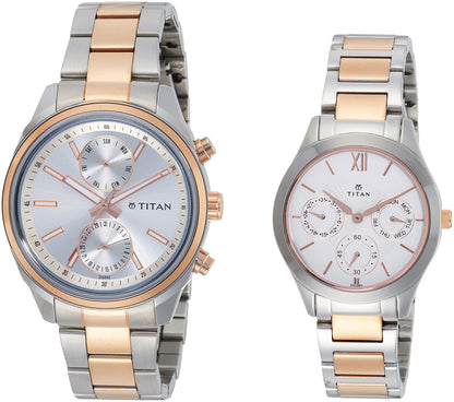 Titan Bandhan White Dial Quartz Multifunction Stainless Steel Strap watch for Co
