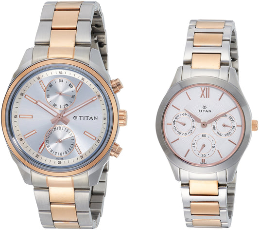Titan Bandhan White Dial Quartz Multifunction Stainless Steel Strap watch for Co