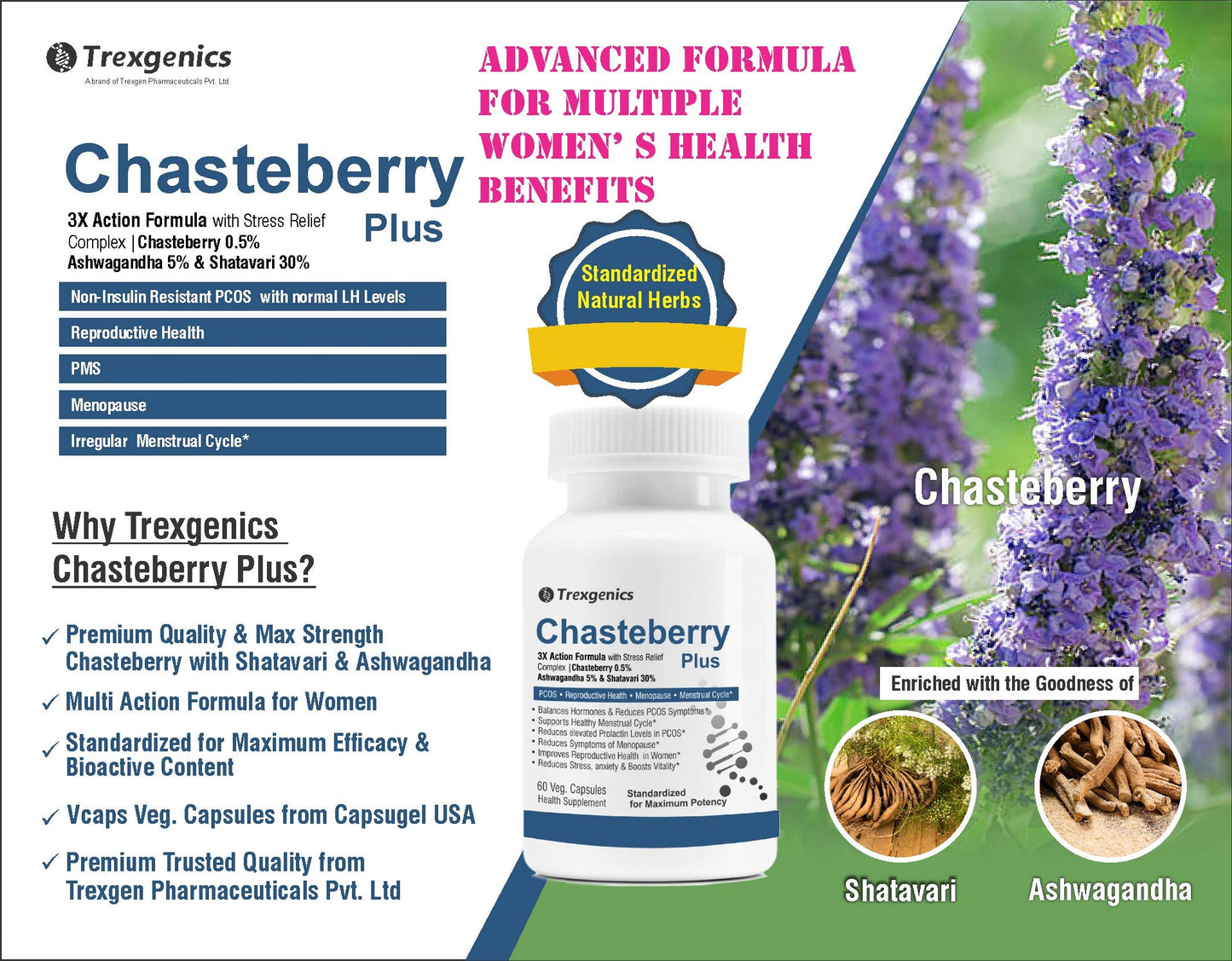 Trexgenics CHASTEBERRY PLUS Women's health formula with Chasteberry, As- image 6