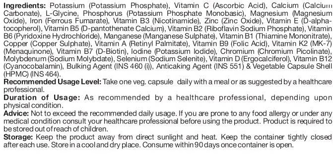 HealthyHey Nutrition MultiVitamin for Men - Multi-Vit Daily - 13 Vitamins & 10 Minerals - 60 Vegetable Capsules