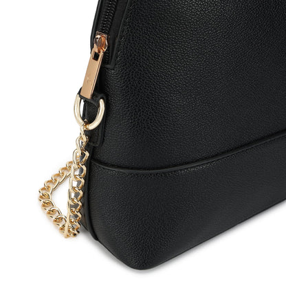 Fastrack Velvet Touch Sling Bag for Women| Faux Leather Sling With Gold Chain Accents | Chic Compact Crossbody with Top Zip Closure | Trendy Women's Handbags | Stylish Bags for Girls