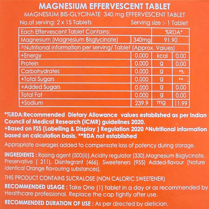 Magnitop Magnesium Health Supplement Bis-glycinate 340 mg Powder Pack of 30 Sachets Orange Flavour