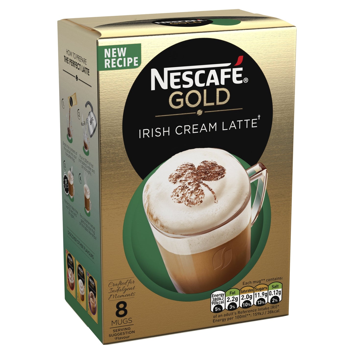 Nescafe Cafe Menu Latte Irish Cream, 22G (Pack of 8) - Ground, Box, 22 Gm