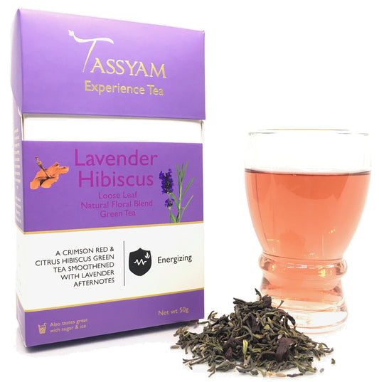 Tassyam Green Tea, Lavender Hibiscus, 50 Grams | Luxury Box - Loose Lea?