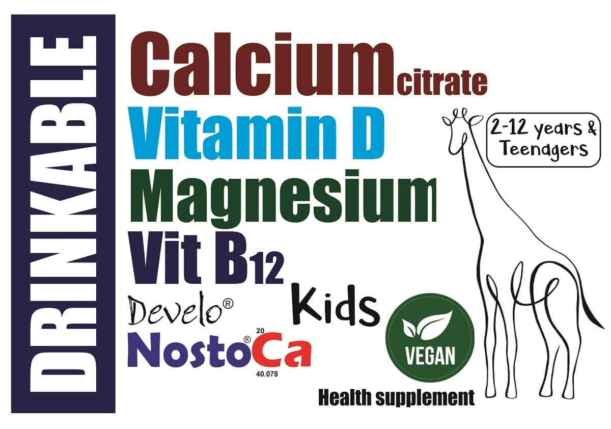 Develo Calcium & Vitamin D (Dry Syrup) for kids & Teenager children for Strong teeth & bones– 600 g Orange