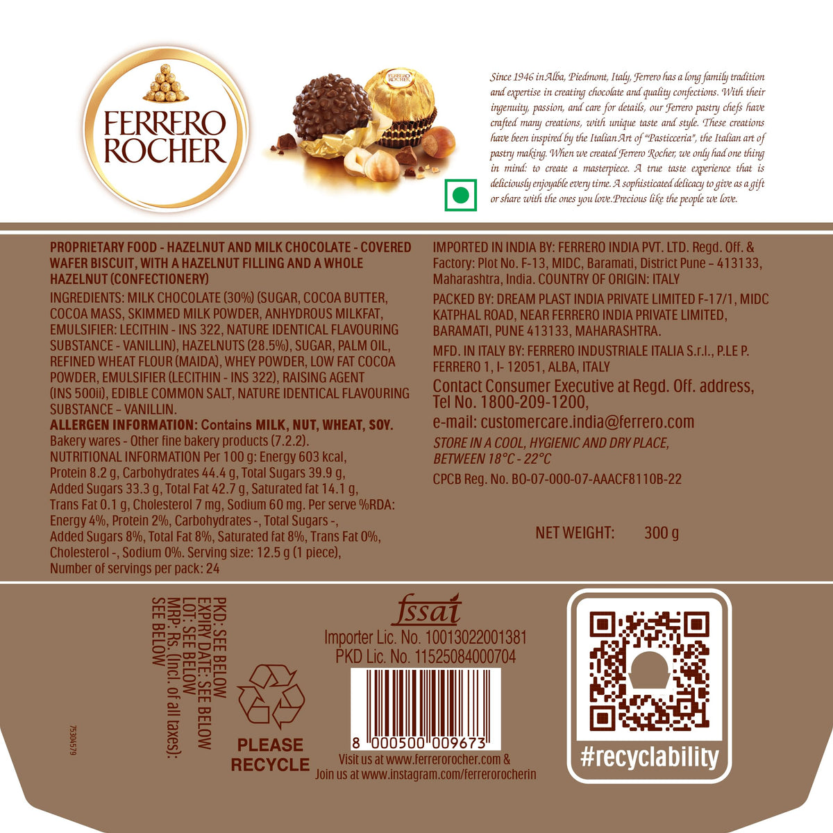 Ferrero Rocher Premium Chocolates 24 Pieces, 300 g