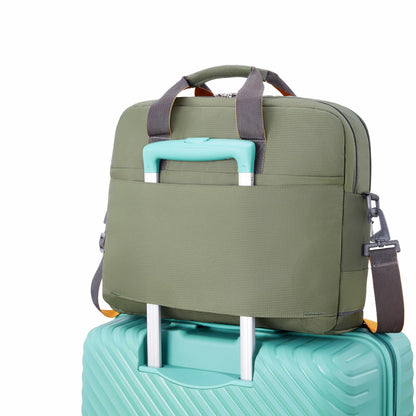 American Tourister Urban Biz Office Briefcase | 2 Compartments | Front Quick-Access Pocket | 14 Inch Laptop Compatible | Messenger Bag for Business | Detachable Shoulder Strap | Green
