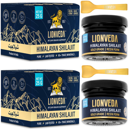LIONVEDA 50g Original Himalayan Shilajit Resin(Certified Gold Grade) for Men, Gym, Stamina, Energy & Improved Health | 100% Pure Shilajit Liquid (2 X 25g = 50g (Pack of 2))