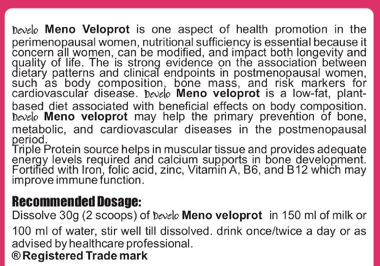 Develo Menopause Supplement for Women, Manage Hot Flashes, Night Sweats, Stress, Hormonal Imbalance - 500g Chocolate